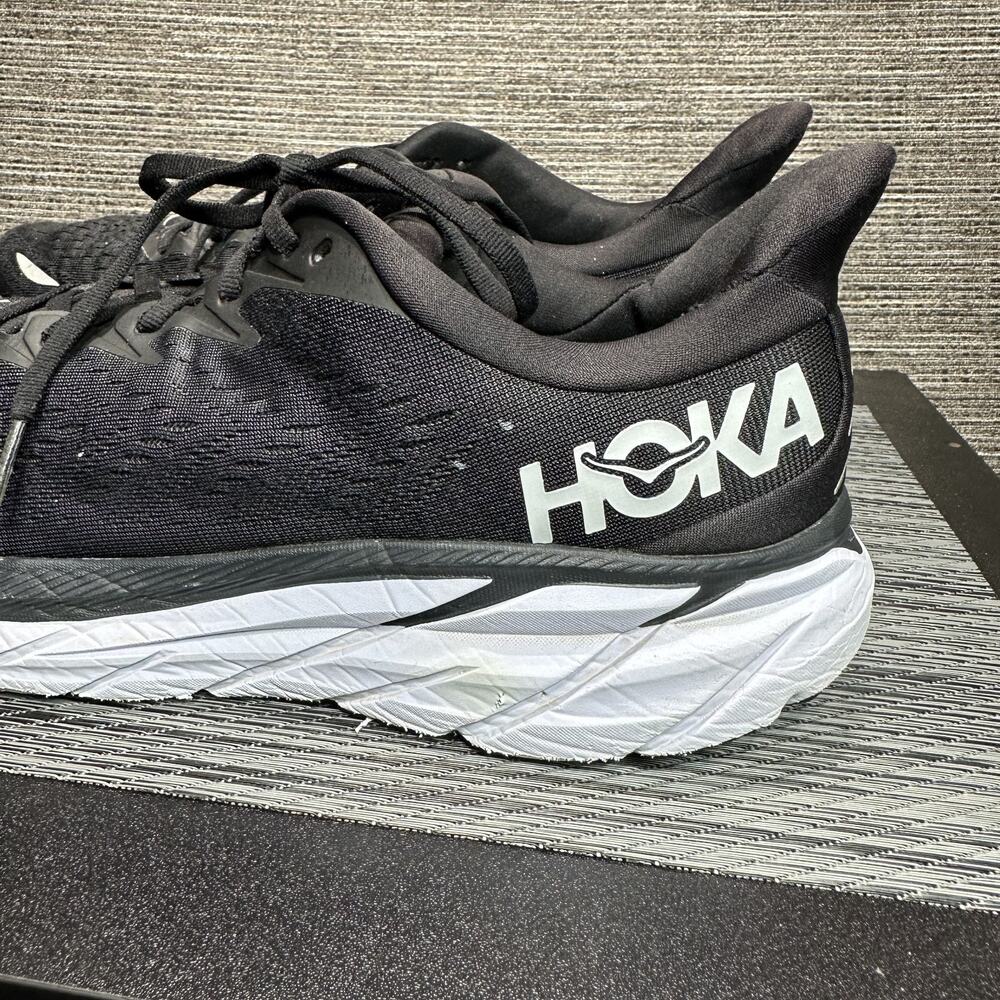 HOKA Clifton 8 Black White Road Running Shoes Sneakers 1119393 BWHT - Men's 11 - Picture 2 of 16